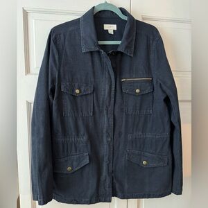 Loft Twill Drawstring Cargo Utility Jacket
